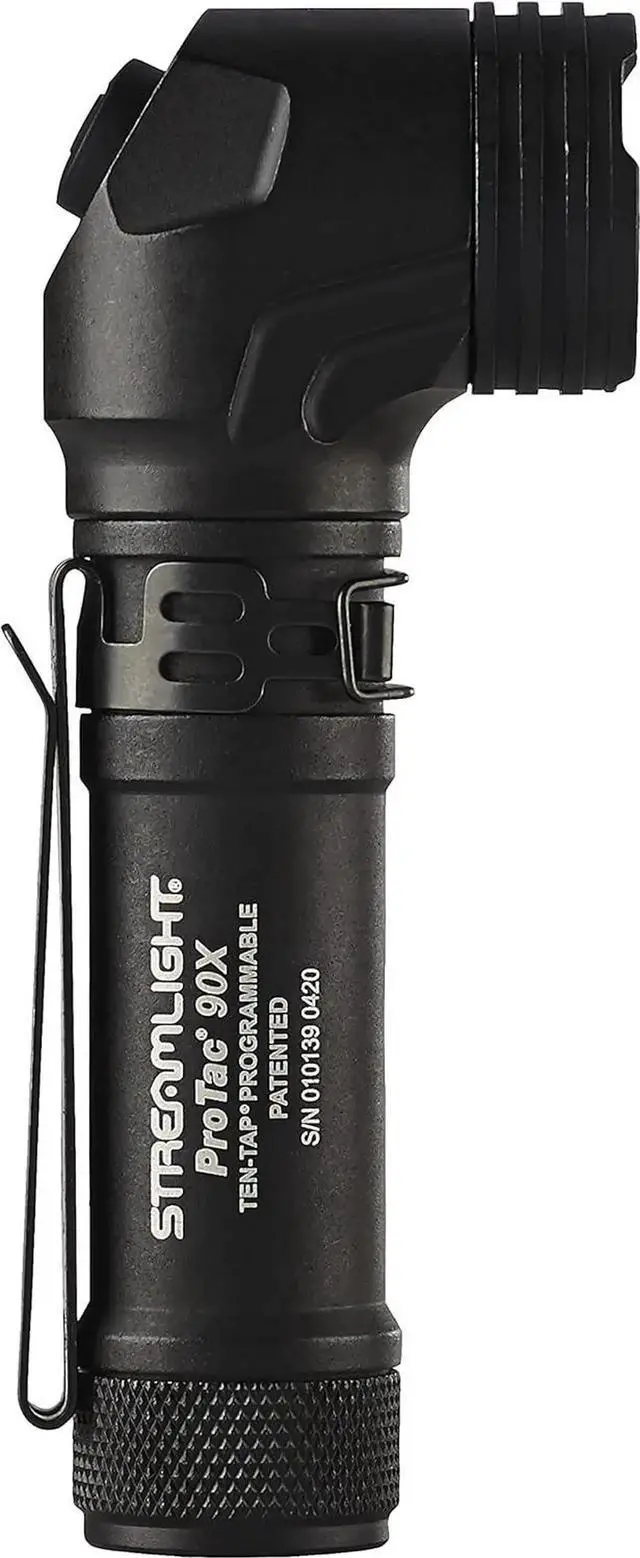 Alt view image 2 of 7 - ProTac 90X Right Angle Multi-Fuel Tactical Flashlight with Two CR123A Lithium Batteries and Holster, Black -