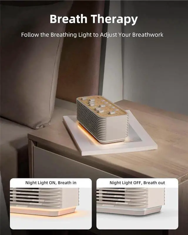 Alt view image 5 of 6 - EZVALO White Noise Sleep Sound Machine, 255+ Mixer Options with Portae Speaker, Night Light, Sleep Timer, Breath Therapy, White Noise Machine for Adults Sleeping Meditation with Light