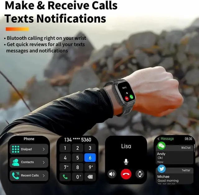 Alt view image 2 of 7 - Military GPS Smart Watch for Men with Offline Map/Air Pressure/Altitude/Compass,smart Watch for Android Phones and iPhone,Waterproof Fitness Tracker with Blood Oxygen/Heart Rate/Sleep/100+ Sport Modes