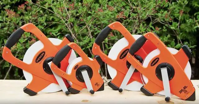 Alt view image 5 of 6 - NRS10100H Nylon-Reinforced Steel Blade Tape Measure, Speed Rewind (Graduations: 1/10, 1/100), 100-Foot - 30.5 m