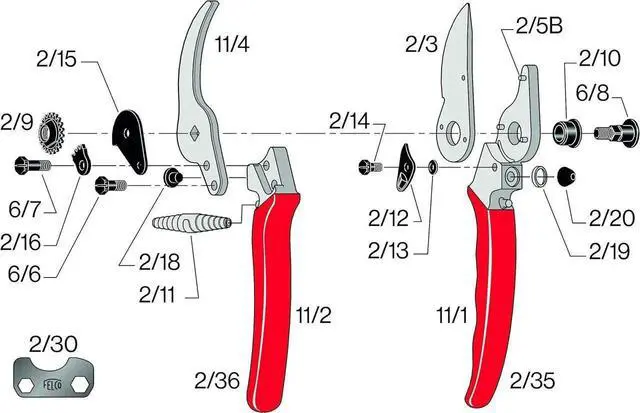 Alt view image 3 of 3 - Pruning Shears (F 11) - High Performance Swiss Made One-Hand Garden Pruner with Steel Blade Red F 11