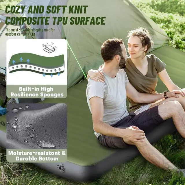 Alt view image 3 of 7 - Self-Inflating Memory Foam Sleeping Pad with Built-in Pump - R-Value 13, Full Size (78" L x 55" W x 4" TH) - Thick Camping Mattress for Car Camping, and Family Use - Comfortable & Durable