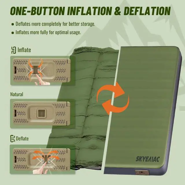 Alt view image 5 of 7 - Self-Inflating Memory Foam Sleeping Pad with Built-in Pump - R-Value 13, Full Size (78" L x 55" W x 4" TH) - Thick Camping Mattress for Car Camping, and Family Use - Comfortable & Durable