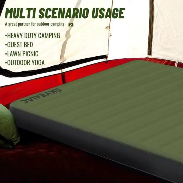 Alt view image 2 of 7 - Self-Inflating Memory Foam Sleeping Pad with Built-in Pump - R-Value 13, Full Size (78" L x 55" W x 4" TH) - Thick Camping Mattress for Car Camping, and Family Use - Comfortable & Durable
