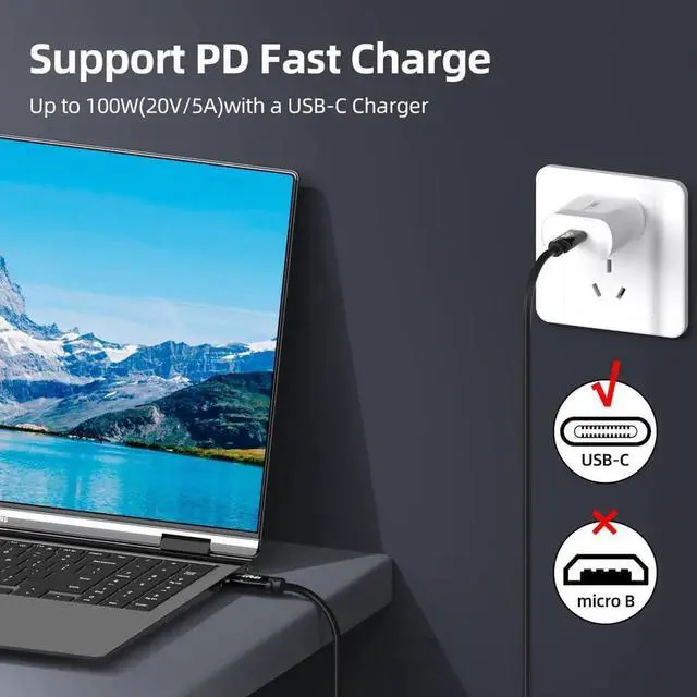 Alt view image 4 of 4 - Kirzi Ultra Long USB C Cable 15 FT, USB-C to C Cable, USB 3.1 Gen 2x2, Supports 4K@60Hz Video Output, 100W PD Fast Charging, 10Gbps Data Transfer, for Smartphone, Laptop, Tablet, TV, Monitor and More