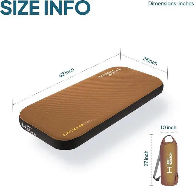 Alt view image 4 of 7 - Air & Foam Camping Mattress, Self-Inflating Sleeping Pad, 3" Thick, with Pump Sack, Slim Single