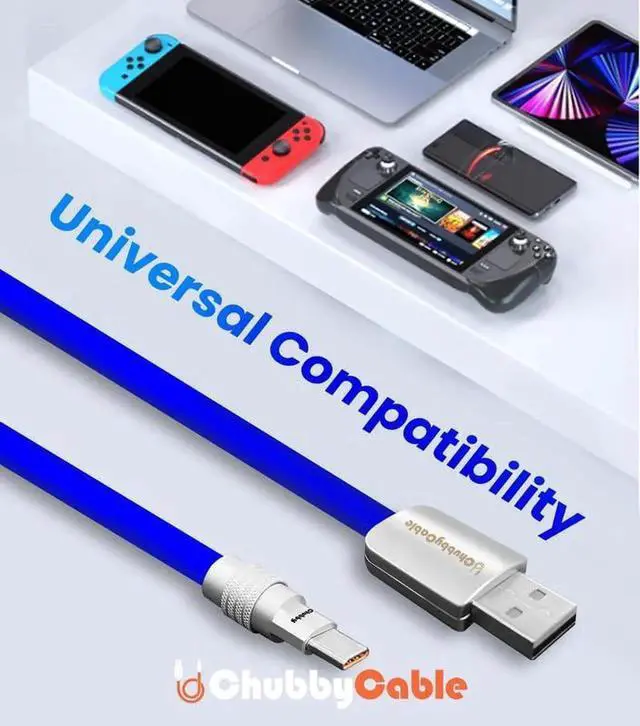 Alt view image 2 of 5 - chubbycable USB Type C Fast Charging Cable Compatible with Steam Deck 100W Ultra-Thick Durable Silicone USB C Charger Cord for Steam Deck OLED, Black, USB-A to Type-C, 9.8 FT