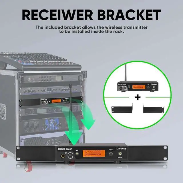 Alt view image 2 of 7 - Wireless in Ear Monitor System, Stereo Mono IEM System with Metal Rackmount Transmitter, 4 Pack UHF Bodypack Receivers w/Earphones, 100 Adjustable Frequencies, 262ft Range for Singers Bands