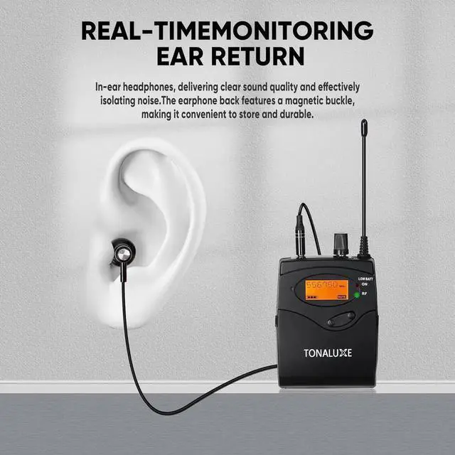 Alt view image 7 of 7 - Wireless in Ear Monitor System, Stereo Mono IEM System with Metal Rackmount Transmitter, 4 Pack UHF Bodypack Receivers w/Earphones, 100 Adjustable Frequencies, 262ft Range for Singers Bands