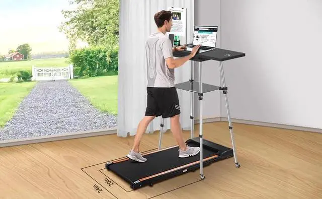 Alt view image 3 of 6 - Portae Mobile Standing Laptop Desk - Sit Stand Travel Desk, Height Adjustae 19-49 inches, Rolling Laptop Tae Workstation with Wheels, Cup & Phone Holder, Coact Dgn for Home Office Travel