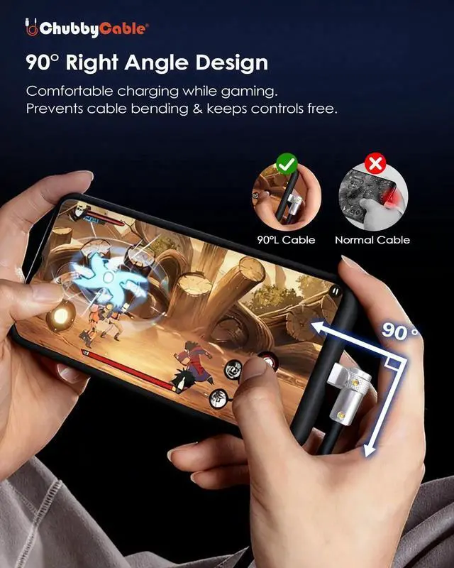 Main image of chubbycable FlexElbow 90 Degree 240W Fast Charging Cable Right Angle USB C Cable Silicone Charging Cord Compatible with iPhone 17-15 Series iPad, Green, Type-C to Type-C, 0.82FT