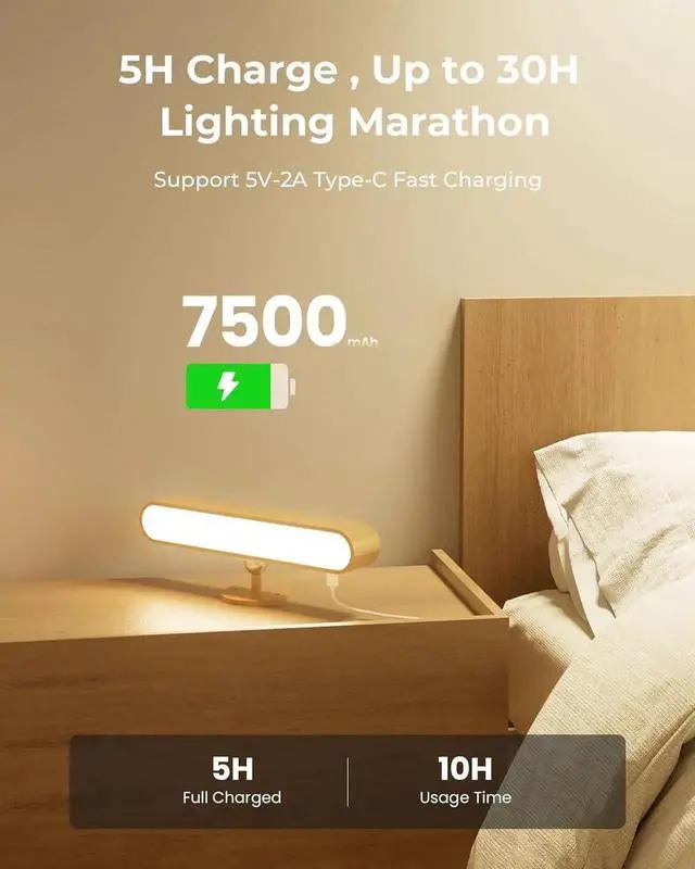 Alt view image 3 of 7 - Recharge LED Wall Sconces Set of Two,Wall Lights for Bedroom with Remote Control and Touch,360° Magnetic Rotation,3 Colors Dimm Brightness Wood Wall Lamps with 15 RGB Colors,2 Pack