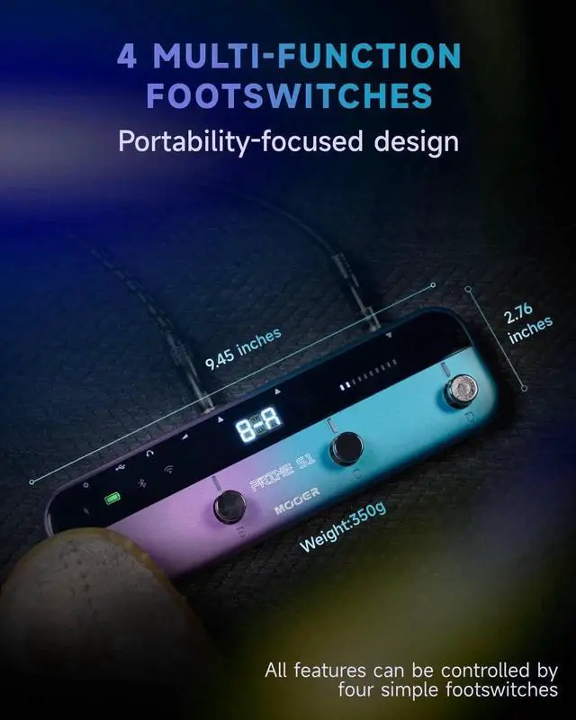 Alt view image 5 of 7 - S1 Multi-Effects Processor, Stereo Electric Guitar Pedals with Wireless Footswitch Controller 2 IN 1 126 Guitar Effects Tuner 10 Metronome 40 Drum Machine 80s Looper OTG USB Recording