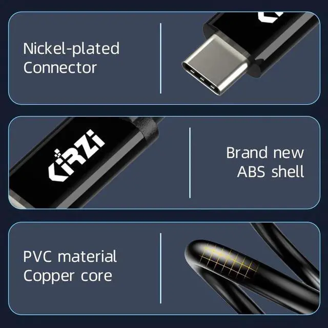 Alt view image 3 of 5 - Kirzi Ultra Long USB C Cable 25 FT, USB-C to C Cable, USB 3.1 Gen 2x2, Supports 4K@60Hz Video Output, 100W PD Fast Charging, 10Gbps Data Transfer, for Smartphone, Laptop, Tablet, TV, Monitor and More