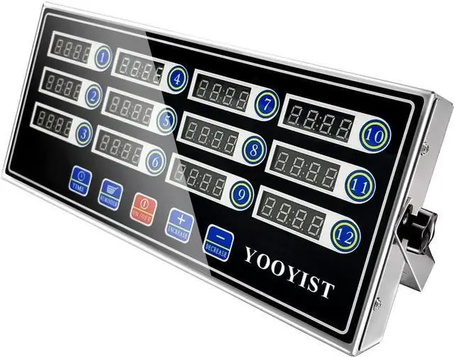 Alt view image 4 of 5 - Commercial Kitchen Timers 12 Channel Stainless Steel LED Digital Timer Reminder Function, Loud Alarm, Black
