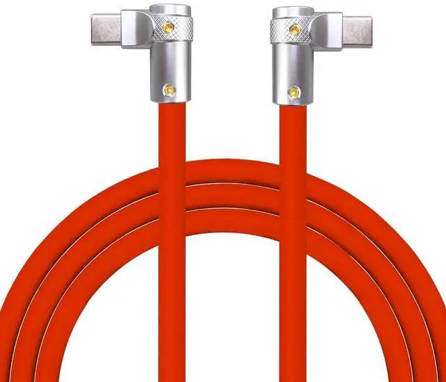Main image of chubbycable FlexElbow Pro - 90 Degree Design 240W Fast Charge Cable Ultra-Thick Silicone Right Angle USB C Cable Phone Tablets Charging Cord, Red, Double Elbow Type C to Type C, 8.5FT