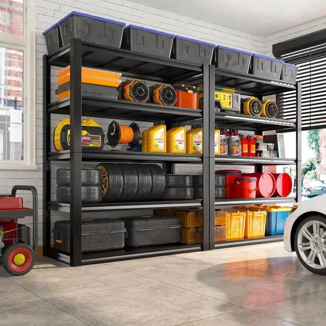 Alt view image 7 of 7 - 2500LBS Garage Shelving 72" H Storage Shelves 39.8" W Metal Shelving Adjust Garage Storage Shelves 5 Tier Heavy Duty Shelf for Basement Pantry Kitchen Warehouse