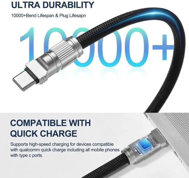 Alt view image 2 of 4 - Anqueen Lin USB C to USB C Cable, Phone Lanyard, Black 1ft and 4ft 2-Pack 60W, Dual-Purpose for Fast Charging Apple iPhone 16/15 Series, MacBook, Samsung Galaxy and More, Phone Strap for All Phones