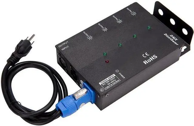 Alt view image 3 of 7 - 4-Way Isolated DMX Splitter Amplier Distributor with 3-Pin Outputs