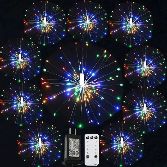 Main image of 10 Pcs Total 1000 LED Firework Copper Wire Lights, 8 Modes Fairy Twinkle Lights Plug in String Lights 1M/3.3FT Spacing Starburst Lights with Sagging Wire and Remote Control(Colorful)
