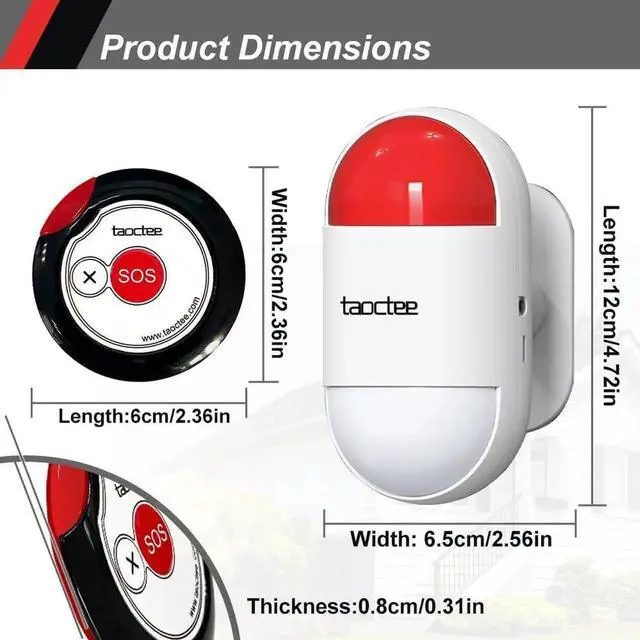 Alt view image 4 of 6 - Panic Button Alarm for Security Emergency Remote Panic Alarm Siren for Home Strobe Siren,Lightweight and Compact Button with Lanyard,Emergency Alert System for House Business Shop(Battery/USB)