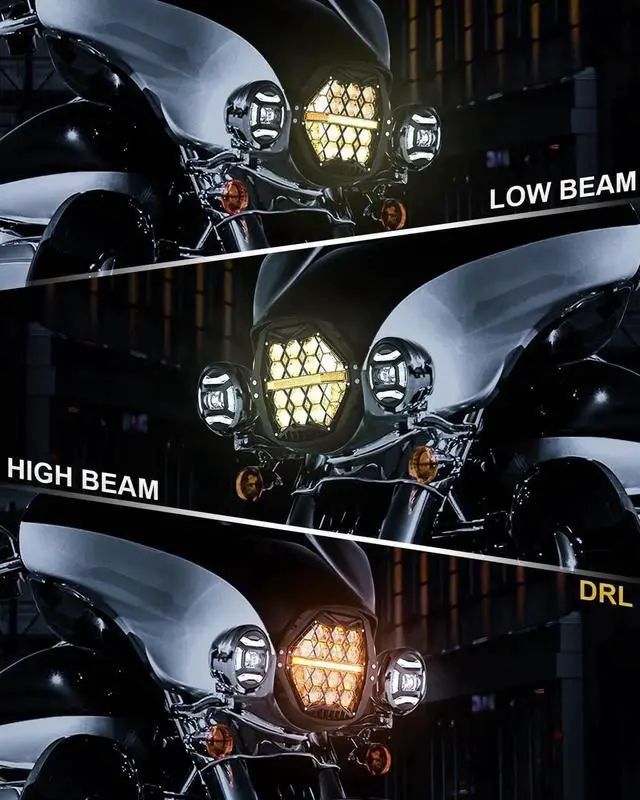 Alt view image 6 of 7 - DOT Approved 1000% Bright 120W 7'' Motorcycles LED Headlight with Amber Lens DRL Compatible with Road King Road Glide Street Glide Electra Glide Ultra Limited Heritage Softail Fat Boy Yamaha