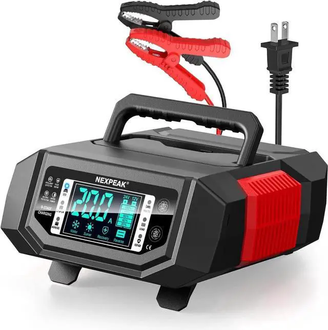 Main image of 1-20A Battery Charger, Trickle Charger Car Battery Charger 12V 24V LiFePO4 Lead Acid Smart Battery Maintainer with Adjustable Current for Car Truck Lawn Mower Boat Marine