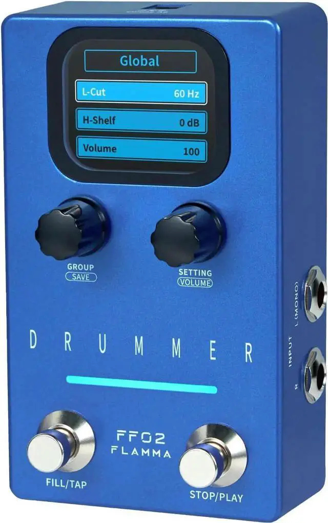 Main image of FF02 Drum Machine Guitar Pedal - 121 Drum Grooves, 11 Music Genres, Tap Tempo, Customizable Rhythms, Stereo I/O for Live & Studio Use