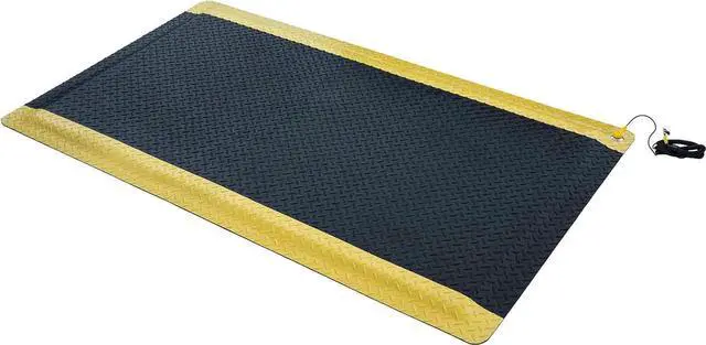 Main image of 3' x 5' ESD Anti-Fatigue Conductive Mat, Durable Heavy Duty Diamond Plate, Soft Sponge Ergonomic Mat, Non Slip Waterproof Floor Mats for Commercial&Industrial Work, Thick 3/4 Black with Yellow Border