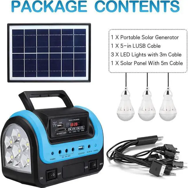Alt view image 5 of 7 - Solar Generator,Portable Power Station with Panel,Portable Power Bank supply with Flashlight,Emergency Generator Solar Powered for Home Use Camping Travel Emergency(Blue)