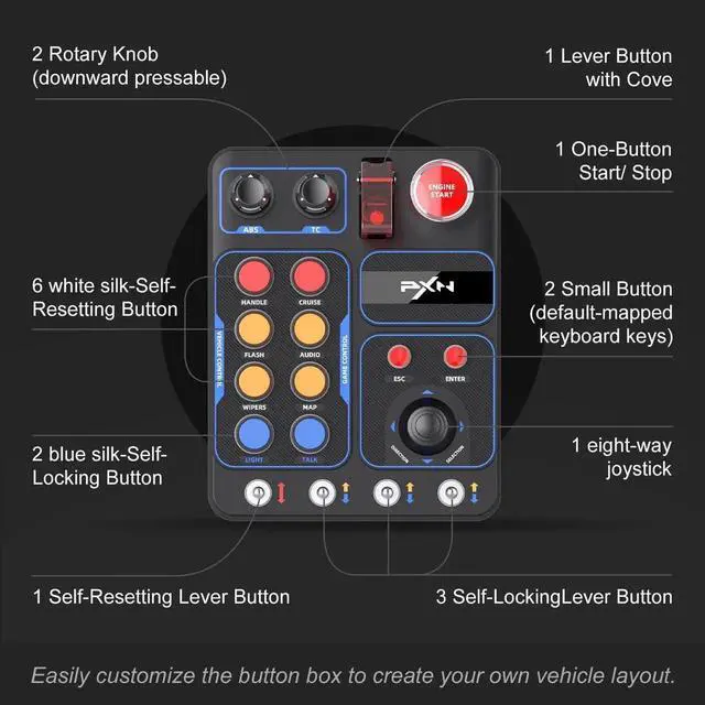 Alt view image 5 of 6 - Farm Simulation Controller - CB1 Sim Racing Button Box for Sim Wheel and Racing Wheel, with Adjustable Clamp and Spinner Knob, APP, for American Truck and Farm Simulation Gaming for PC Only