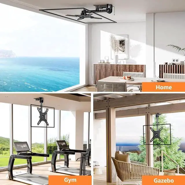 Alt view image 3 of 7 - Flip Down Ceiling TV Mount for Most 14-40 Inch TVs, Floding TV Mount for Flat and Pitched Roof, Height Adjustae Full Motion tv Brat 360° Swivel, Max VESA 200x200mm, up to 22 Lbs, YD3030