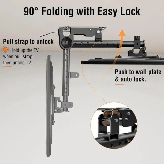Alt view image 4 of 7 - Flip Down Ceiling TV Mount for Most 14-40 Inch TVs, Floding TV Mount for Flat and Pitched Roof, Height Adjustae Full Motion tv Brat 360° Swivel, Max VESA 200x200mm, up to 22 Lbs, YD3030