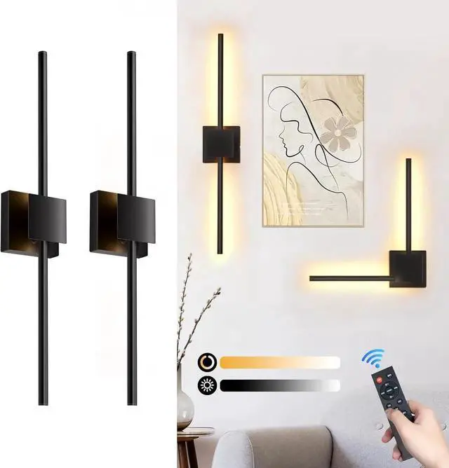 Main image of Battery Operated Wall Sconces Set of 2, 12000mAh Rotat Picture Lights with Remote Control, Dimm 3000-6500K LED Recharge Wall Lights for Living Room Bedroom Mirror, 28.3In