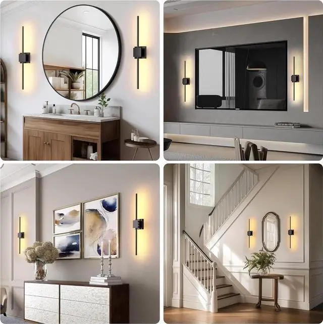 Alt view image 6 of 7 - Battery Operated Wall Sconces Set of 2, 12000mAh Rotat Picture Lights with Remote Control, Dimm 3000-6500K LED Recharge Wall Lights for Living Room Bedroom Mirror, 28.3In