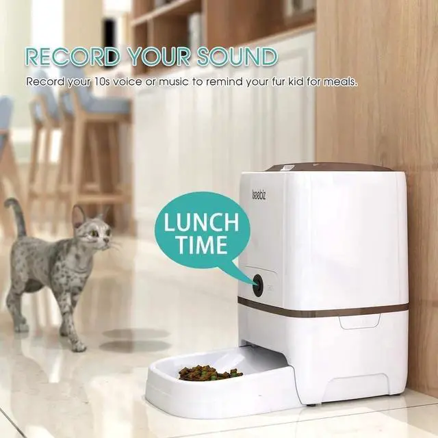Alt view image 5 of 7 - Automatic Pet Feeder with Camera, 6L App Control Smart Feeder Cat Dog Food Dispenser, 2-Way Audio, Voice Remind, Video Record, 6 Meals a Day for Medium Large Cats Dogs, Compatible with Alexa