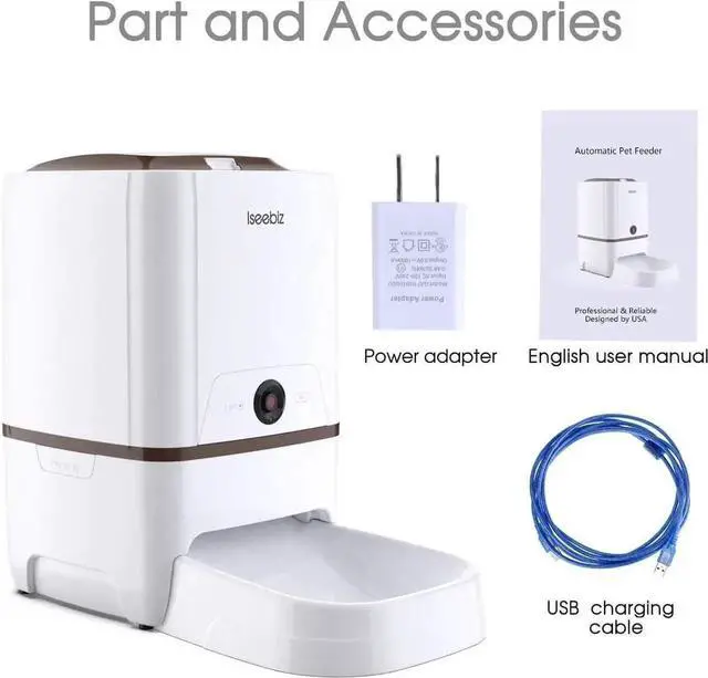 Alt view image 4 of 7 - Automatic Pet Feeder with Camera, 6L App Control Smart Feeder Cat Dog Food Dispenser, 2-Way Audio, Voice Remind, Video Record, 6 Meals a Day for Medium Large Cats Dogs, Compatible with Alexa