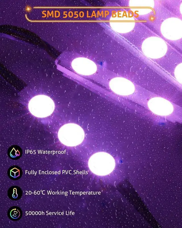 Alt view image 6 of 7 - 50FT LED Light Modules for Business Window Light Commercial Storefront Lights 100PCS LED Module for Signs 0.92W 3 LED 5050 SMD RGB Adhesive Waterproof Strip Lights for Store Advertising Décor