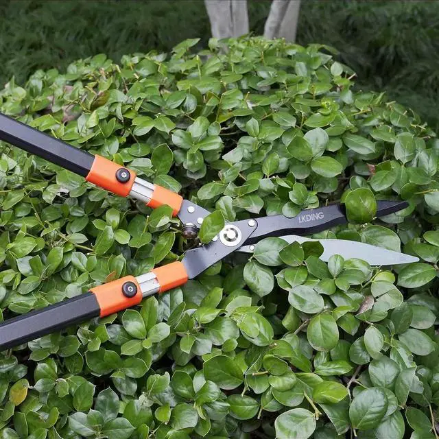 Alt view image 4 of 7 - Hedge Shears Heavy Duty 32.5"-43" Extendable Handle Professional Garden Clippers Pruning Scissors Trimmer Yard Landscaping Tool Black, Orange -