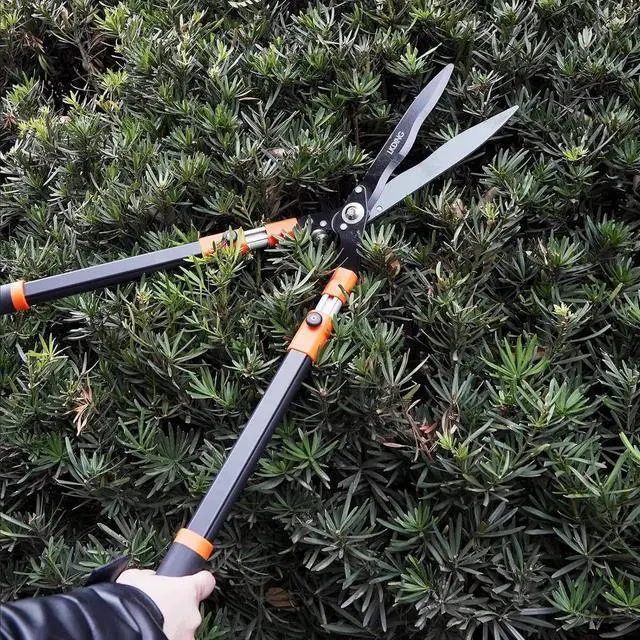 Alt view image 6 of 7 - Hedge Shears Heavy Duty 32.5"-43" Extendable Handle Professional Garden Clippers Pruning Scissors Trimmer Yard Landscaping Tool Black, Orange -