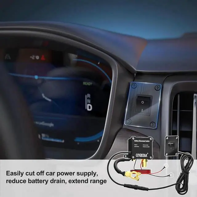 Alt view image 3 of 7 - 12V 250A Battery Disconnect Switch, KCD4, Boat Rocker Panel Switch (16A 250VAC; 20A 125VAC) with Panel for Car Truck RV, 9.84 FT Cable, to Prevent Battery Drain, Pre-Wired
