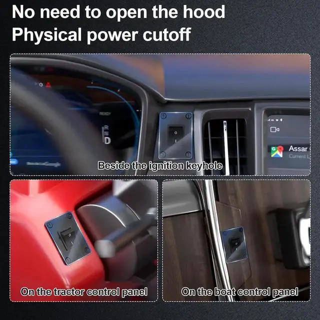 Alt view image 5 of 7 - 12V 250A Battery Disconnect Switch, KCD4, Boat Rocker Panel Switch (16A 250VAC; 20A 125VAC) with Panel for Car Truck RV, 9.84 FT Cable, to Prevent Battery Drain, Pre-Wired