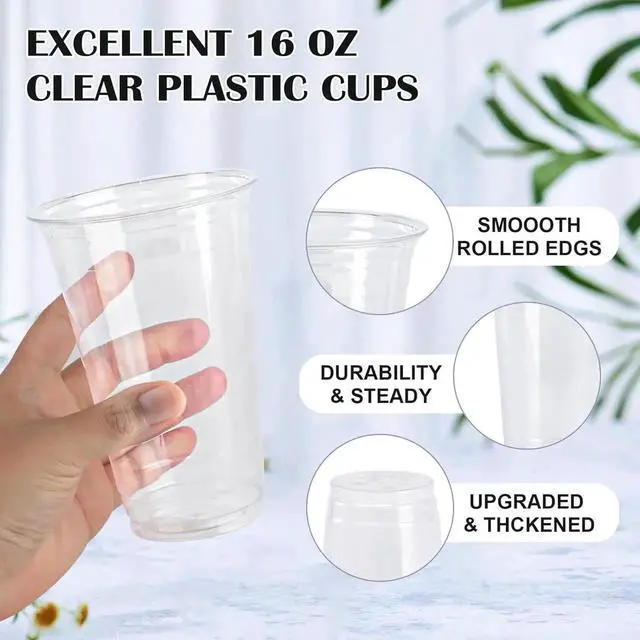Alt view image 2 of 6 - 1000 Pack 16 oz Clear Plastic Cups, Disposable Cups Wine Cocktail Punch, Sturdy & Food Safe Plastic Cup for Party & Wedding