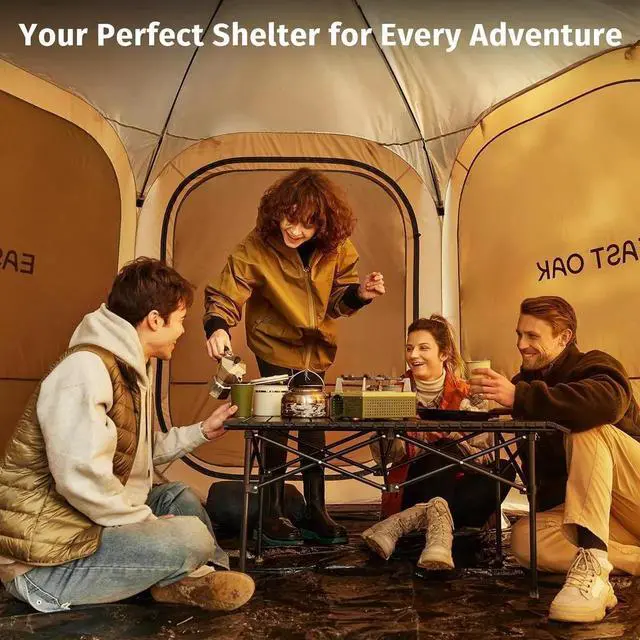 Alt view image 5 of 6 - 10×10 FT Pop Up Canopy Tent with Mesh Walls | Outdoor Screen House with 6 Sunshades | Waterproof Gazebo with Carry Bag | Portable Shelter for Camping, Patio, and Beach | Beige