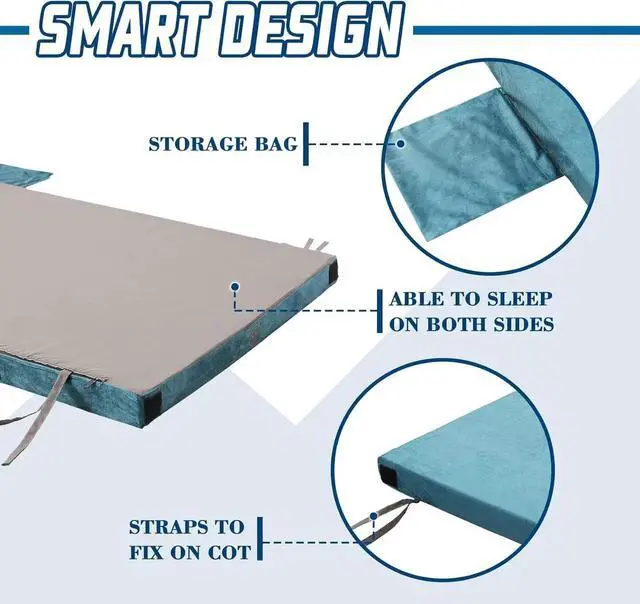 Alt view image 7 of 7 - Foam Camping Mattress - Roll Up Sleeping Mat for Cot, Foam Sleeping Pad for Camping with Cover for Kids, Adults, Portable Camping Mat, Camping Pad for Bed, Car