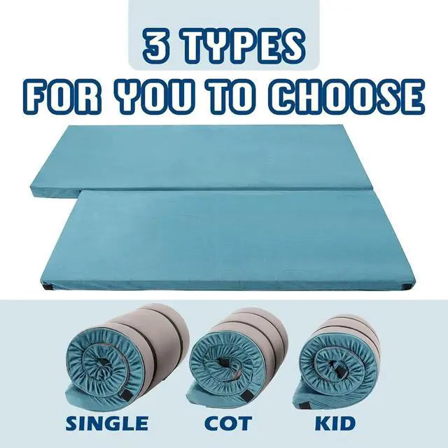 Alt view image 4 of 7 - Foam Camping Mattress - Roll Up Sleeping Mat for Cot, Foam Sleeping Pad for Camping with Cover for Kids, Adults, Portable Camping Mat, Camping Pad for Bed, Car