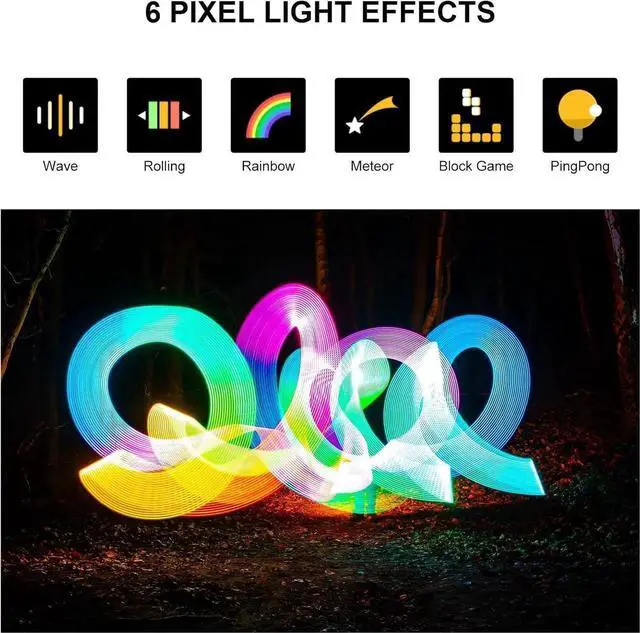 Alt view image 3 of 7 - GVM RGB Tube Light Wand with 660 Lamp Beads, 48" Photography Lighting - 2700-10000K Light Bar with 12 Scene Effects, DMX/APP Bluetooth Mesh Networking