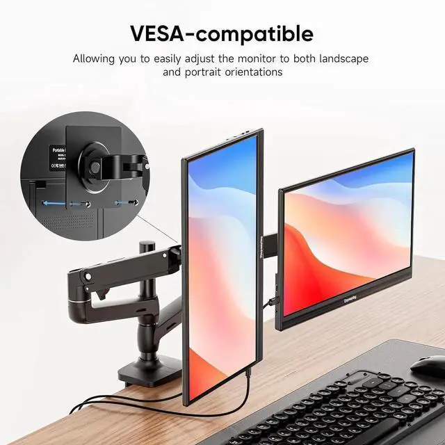 Alt view image 3 of 7 - Portable Monitor, 15.6" FHD 1080P Travel Portable Monitor for Laptop, Ultra-Slim External Screen with Kickstand, Screen Extender for Laptop PC Mac Phone PS4/5 Xbox Switch