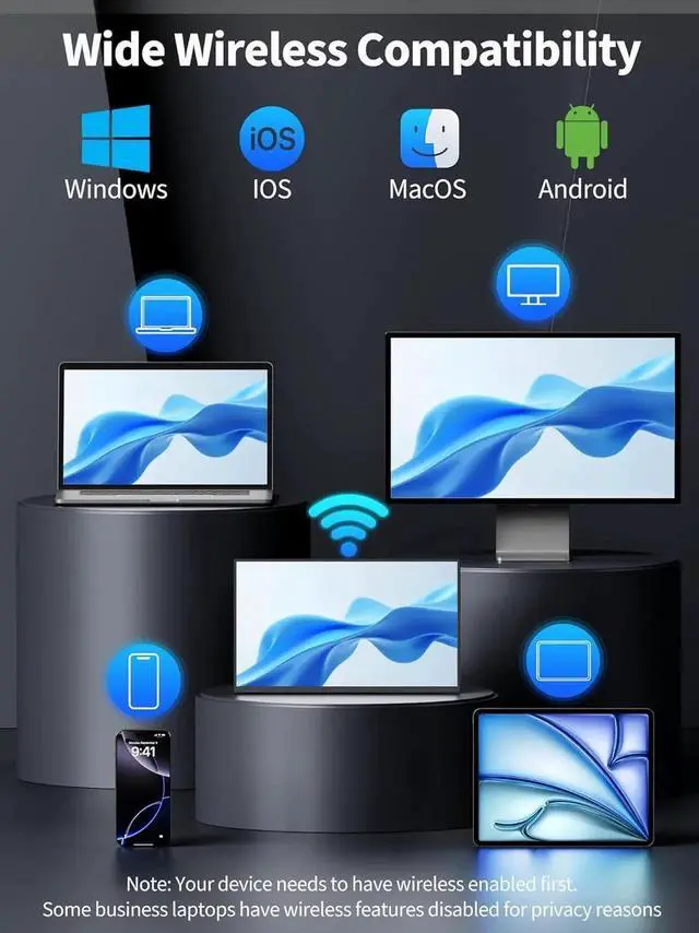 Alt view image 7 of 7 - 8000 mAh Wireless Portable Monitor, 15.6" 1080P IPS Laptop Screen, Second Computer Gaming Display with Speakers, Travel Monitor for Windows/Mac/Android/iOS/Gaming Console