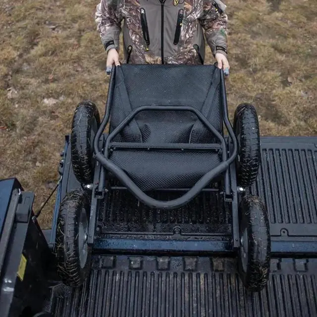 Alt view image 6 of 7 - Crawler Multi-Use Folding Cart, Deer Hunting Fishing Cart w/ 500 Lb Capacity for Hauling Game, Bait, Hunting Gear, & Wood, Flat Dark Earth Gray